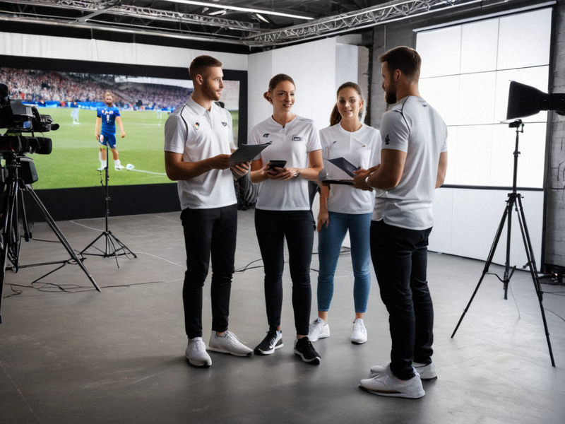 体育数据团队在赛事现场进行数据采集与记录